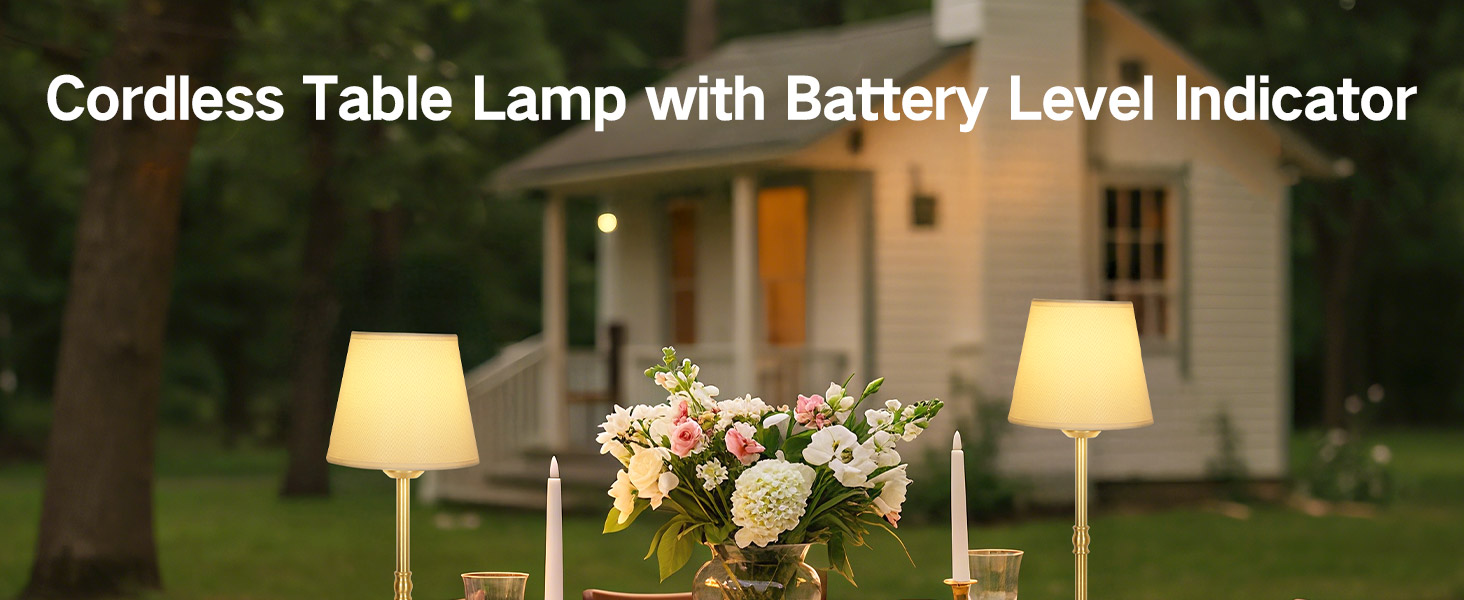 OUTON Настільна лампа 2 шт. Бездротова, диммер, 3 кольори світла, 4000mAh, USB-C, 60 годин роботи, акумуляторна, золота для спальні, вітальні, їдальні