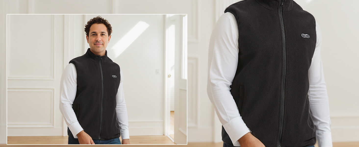 Тепла флісова жилетка для чоловіків з регулюванням 3 рівнів нагріву, 5 зон нагріву, чорна, XXL. Підходить для активного відпочинку: їзди на конях, катання на лижах, риболовлі. (Акумулятор не входить до комплекту)