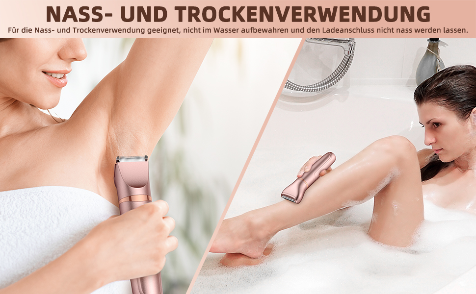 Електричний тример для бікіні Lady Shaver 3-в-1 для жінок: ноги, тіло, інтимна зона. Безпечний для чутливої шкіри. Rose Gold