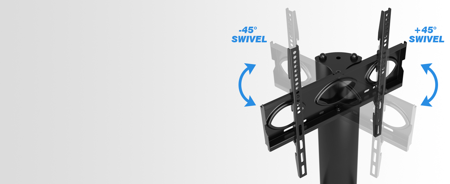 Rolling TV Stand with Wheels - Adjustable Height & Swivel for 27-70 inch Flat & Curved TVs (VESA 400x400, 50kg)