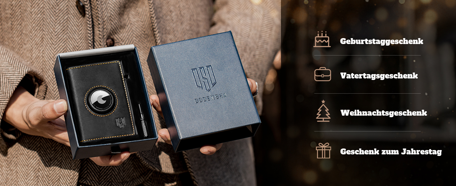 Портмоне DODENSHA® MagSnap для чоловіків з RFID захистом та відділенням для AirTag, картхолдер на 10+ карт, з монетницею, чорно-синій колір