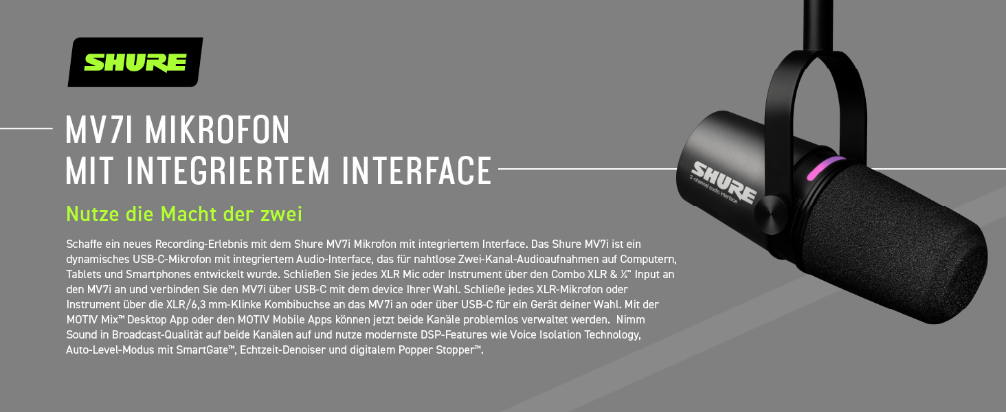 Мікрофон Shure MV7+ для подкастів, стрімінгу та запису – білий. USB/XLR, LED-сенсор, автоматичне регулювання рівня, цифровий поп-фільтр, ефекти реверберації.