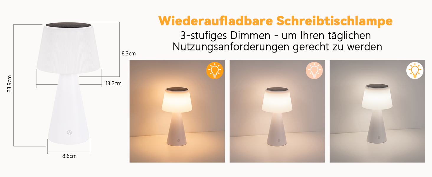 Настільна лампа акумуляторна LED 2 шт. з USB зарядкою, диммер, біла - для спальні, вітальні, вулиці
