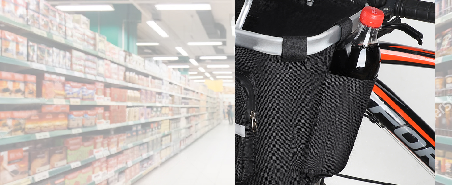 Складаний велосипедний кошик COFIT з бічними кишенями (чорний)