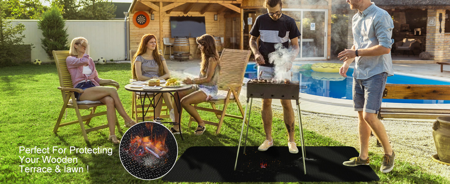 Вогнетривкий килимок підкладка 100х150 см зі скловолокна та силікону для гриля, каміна та барбекю, захисна підстилка для підлоги та газону