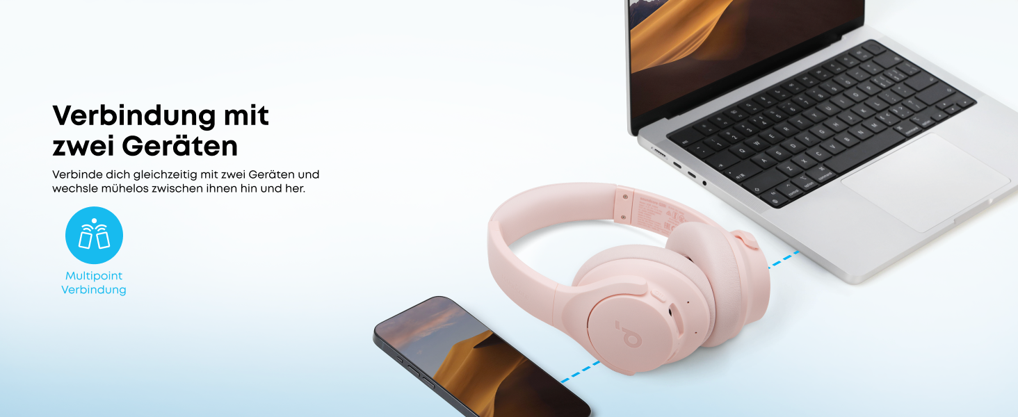 Бездротові навушники-вкладки Soundcore by Anker Q20i з гібридним активним шумозаглушенням (ANC), Hi-Res Audio, 40 годин роботи, керування через додаток, Рожеві (Відновлені)