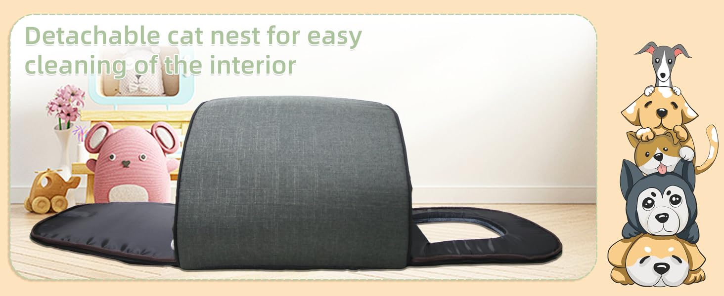 Кігтеточка-будиночок для котів з плюшем, 50x42x42 см, темно-сірий