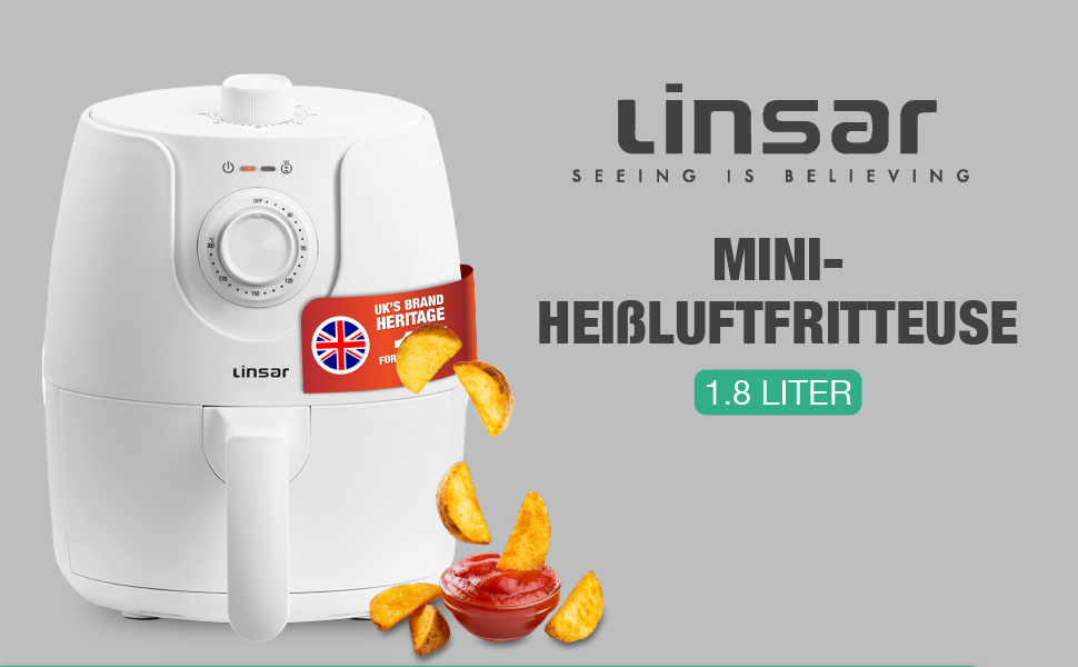 Фритюрниця без олії Mini 1.8L з таймером та функцією підігріву | Airfryer 1200W | Економія енергії та швидкість | Біла