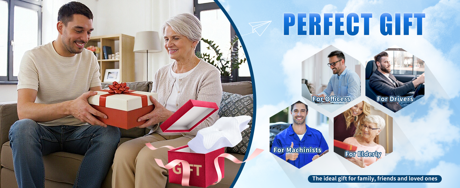 Подушка для шиї SAHEYER з Memory Foam, ортопедична, ергономічна, для сну на боці, біла, 60 x 35.5 x 10/13 см