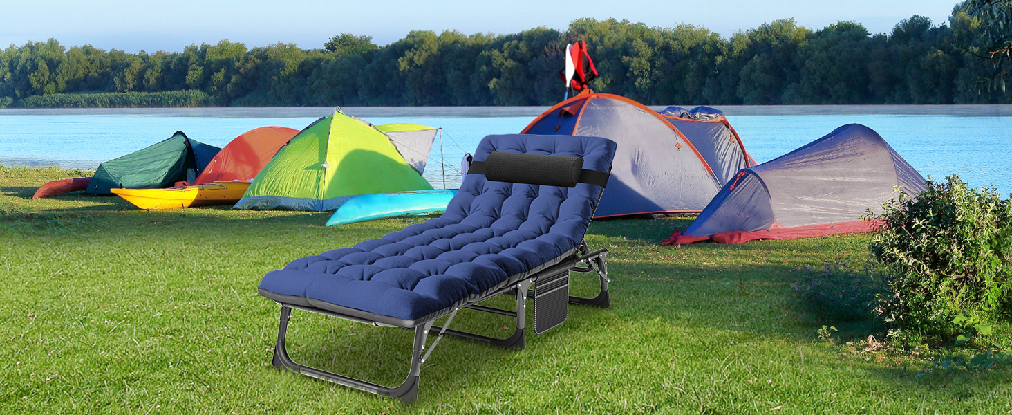 Розкладне ліжко ZIKEBTUY для кемпінгу та відпочинку: міцна конструкція, 200 кг, 190x71x36 см, з матрацом, Oxford 1200D, для відпочинку на природі та вдома (сірий)