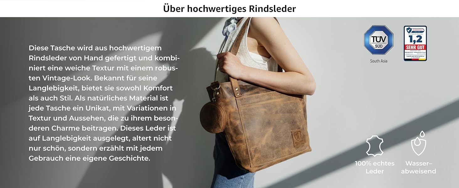 Сумка через плече Berliner Bags Verona Vintage з натуральної шкіри (Волоський горіх) - велика жіноча сумка-шопер з YKK-застібкою