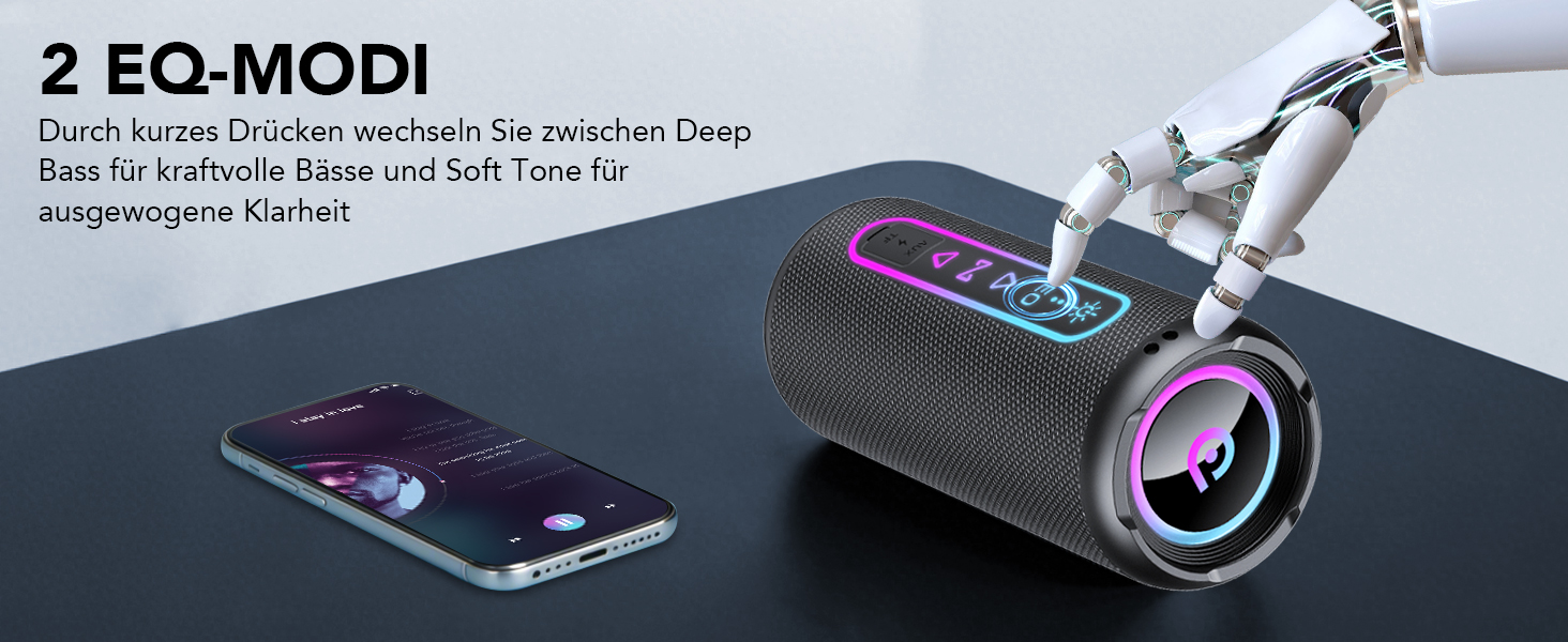 Bluetooth колонка з підсвіткою 25W, Bluetooth 5.4, Dual Bass, 24 год, IPX7 водонепроникна, портативна колонка для вечірок, подорожей, AUX/TF, Чорна