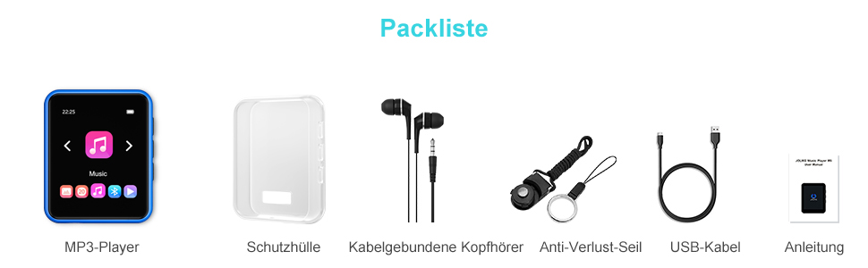 MP3 плеєр 32GB Bluetooth 5.0 з сенсорним екраном, Hi-Fi звук, металевий корпус, радіо, диктофон, підтримка до 128GB - блакитний