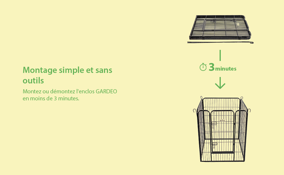 Клітка-вольєр для собак, цуценят та кроликів Gardeo, 80 x 100 x 4 см, 4 панелі, 0,64 м², модульна, для внутрішнього та зовнішнього використання, складана, 5 років гарантія