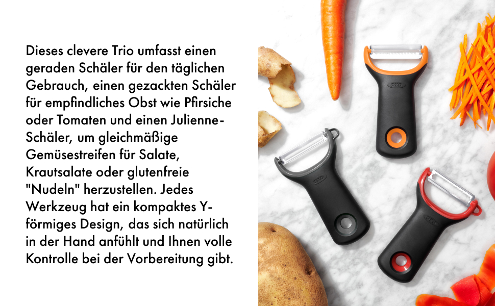 Набір овочечисток OXO Good Grips 3 шт. з нержавіючої сталі для чищення овочів та фруктів