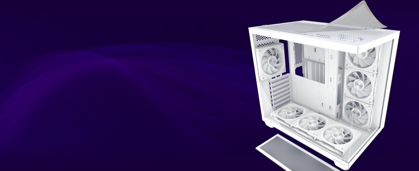Ігровий корпус для ПК Musetex Y6 ATX Mid Tower, 7 ARGB PWM вентиляторів Infinity Mirror, панорамне загартоване скло 270°, USB Type-C, Білий