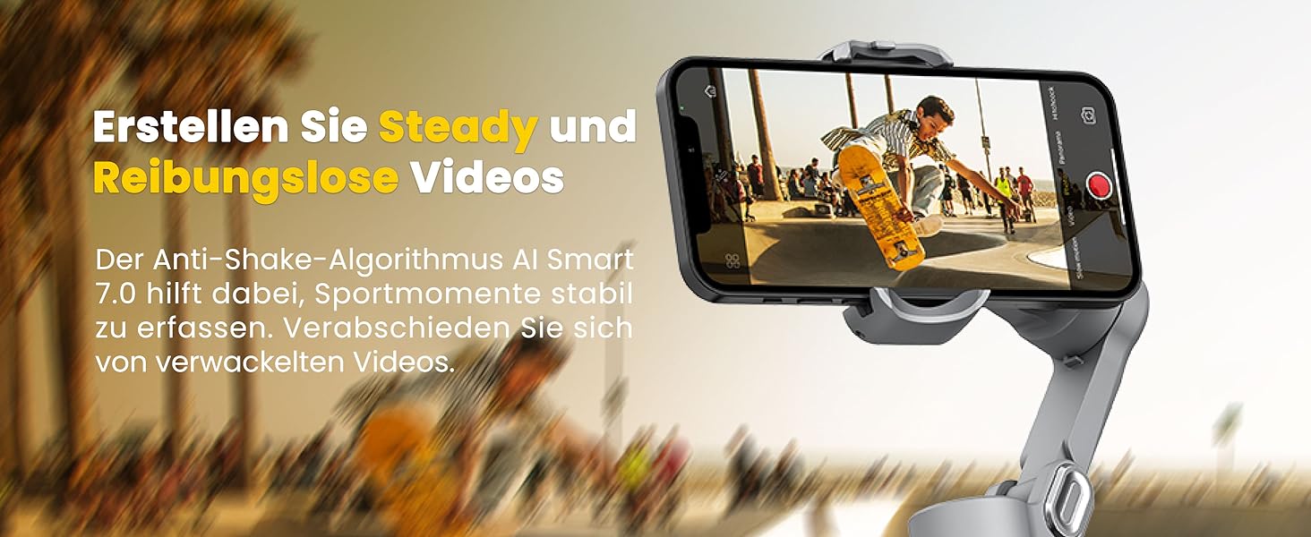 Стабілізатор Gimbal для смартфона AOCHUAN SMART X з LED-підсвічуванням, трекінгом обличчя, функцією Time-Lapse, 3-осьовий, склавний, для iPhone 16/15/14/13/12 Pro/Max/Xs, Galaxy S21, TikTok