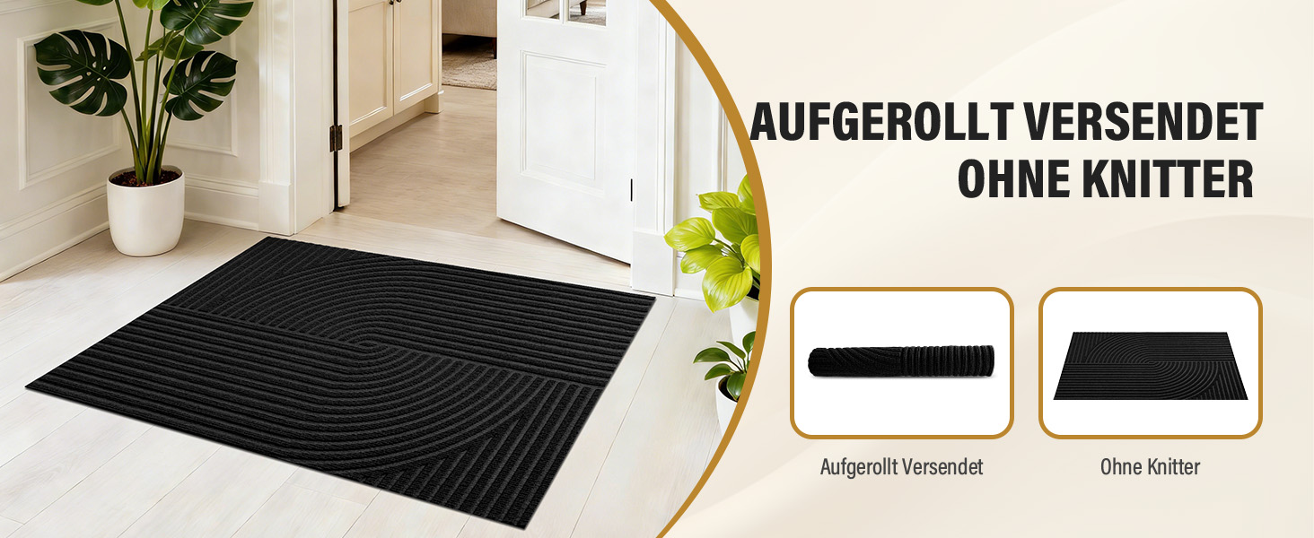 Привітальний килимок FEOMOS 60x90 см, протиковзний грязезахисний килим для входу, коридору, кухні та балкона, чорний, придатний для прання