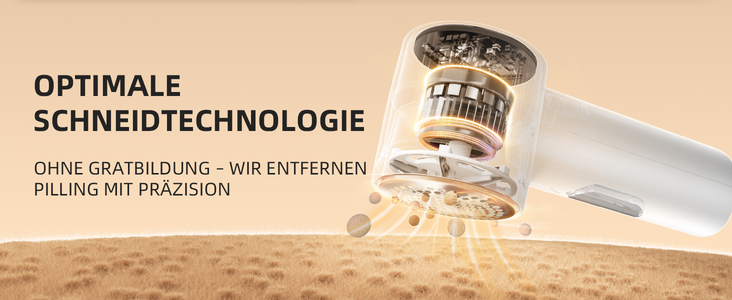 Електричний видалення ворсу для одягу з 6 лезами та 3 швидкостями, LED-дисплей, Elfenbein