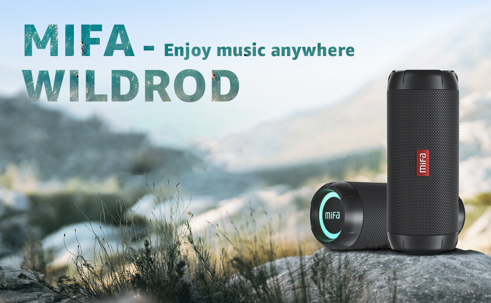 MIFA WildRod Bluetooth колонка 30W, IP67, RGB підсвітка, USB-C, чорна