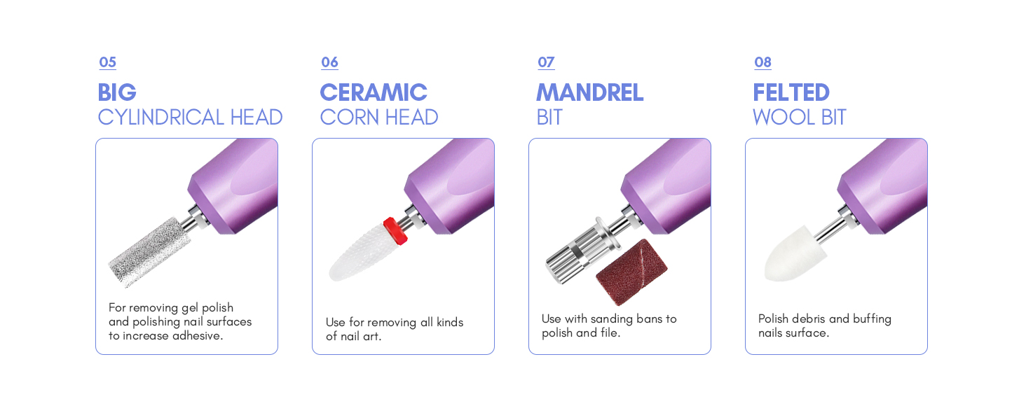 Електричний апарат для манікюру та педикюру Saviland 12 в 1, 40000 обертів/хв, USB, з набором фрез, блакитно-фіолетовий градієнт
