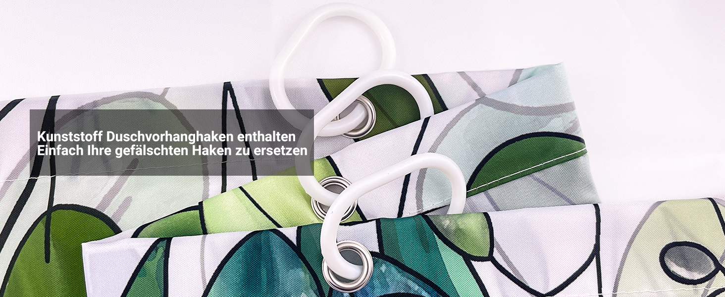 Штора для душу 200x200 см, зелені листя, антигрибкова, текстильна, водовідштовхувальна, пральна, поліестер, з кільцями (12 шт.) для ванної кімнати