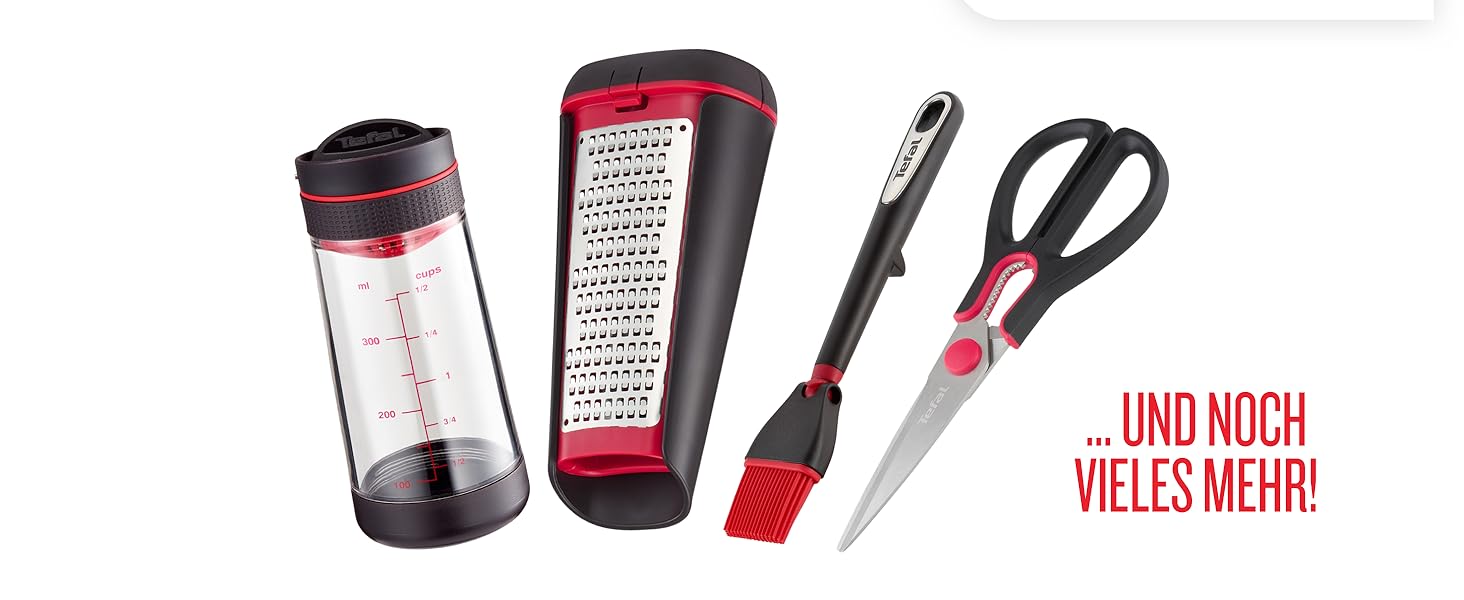 Tefal Ingenio K20707 Універсальна тертка для овочів та фруктів, чорний/червоний/нержавіюча сталь, для посудомийної машини