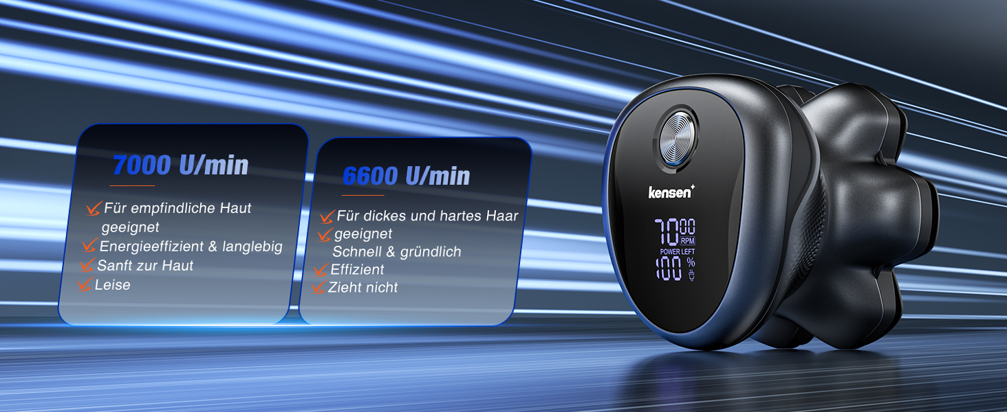 Електрична бритва для гоління голови Glatzen 7D Bold – професійна бритва для лисих, водонепроникна, з акумулятором Type-C, 2 режими, синя