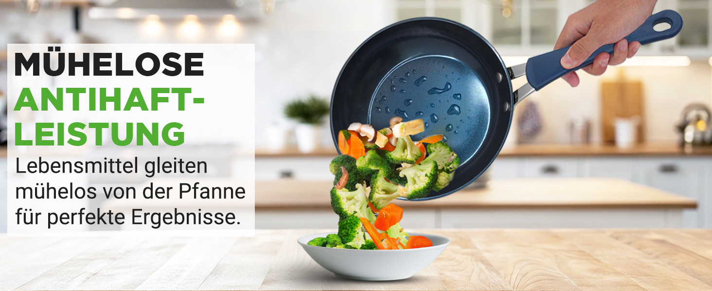 Набір посуду NutriChef 11 предметів: каструлі та сковорідки з антипригарним покриттям, для всіх типів плит (темно-синій)
