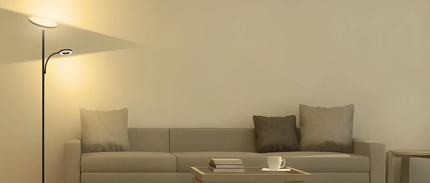 LED торшер, 42W, 16 мільйонів кольорів RGBCW, WiFi, Smart, двосторонній, для вітальні, сумісний з Alexa/Google Home, синхронізація з музикою, плавне регулювання яскравості, торшер для спальні