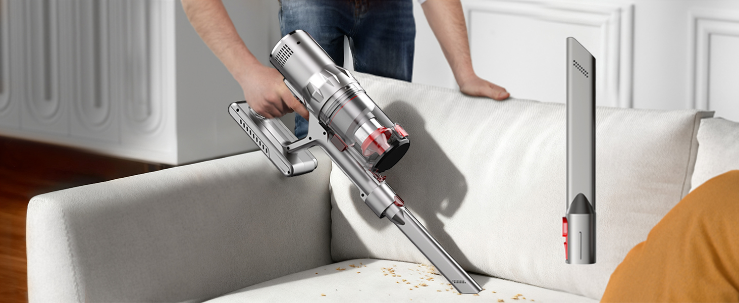 Бездротовий пилосос Hearten 4-в-1 з акумулятором, LED-дисплеєм та щіткою проти намотування, керуванням в один дотик, LED-підсвічуванням для шерсті тварин/килимів/твердих підлог, фіолетовий