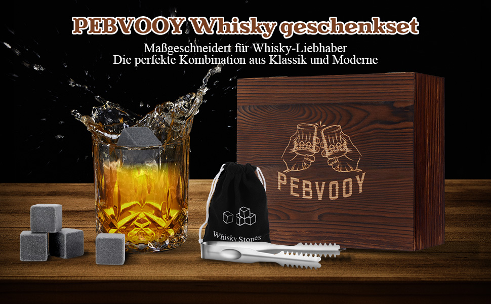 Набір склянок для віскі, подарунковий набір для чоловіків (2 склянки + 8 кеглів, що повторно використовуються + аксесуари), подарунок на день народження, подарунок на Різдво для чоловіків