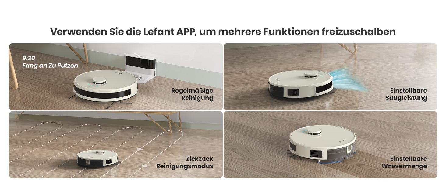 Робот-пилосос LEFANT M2Plus з функцією миття, 6000Pa, LiDAR-навігація, самоочищення, ідеальний для шерсті тварин, білий (M1-C)
