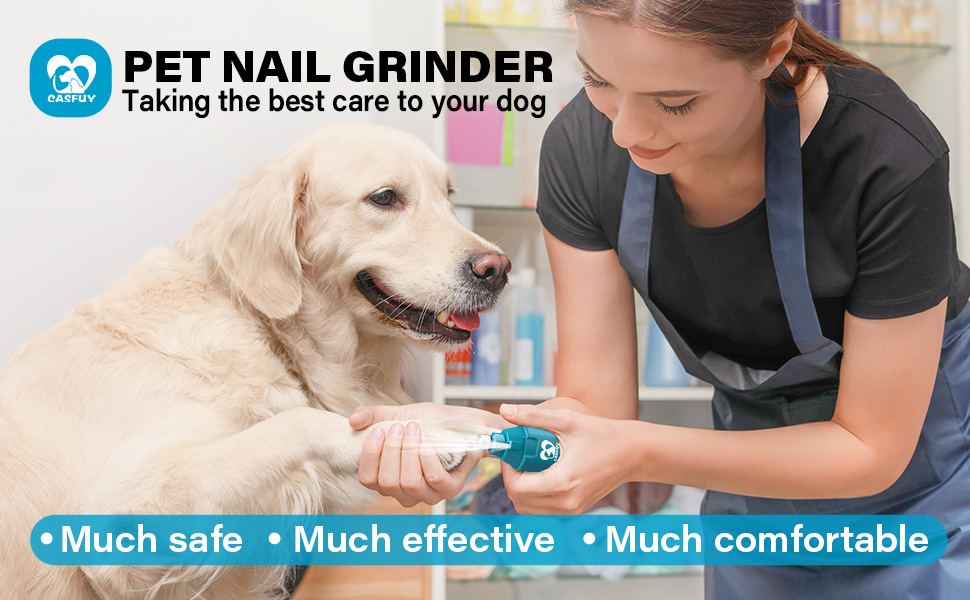 Електричний точилка для кігтів собак Casfuy 6-ступінчаста - безшумна, акумуляторна, для великих, середніх та малих собак (блакитний)