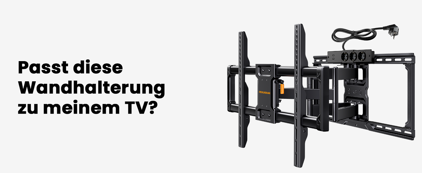 Настінна кріплення для телевізора Perlegear з розеткою, 42'-90', 68 кг, VESA 600x400 мм, PGLF11 (оновлена версія)