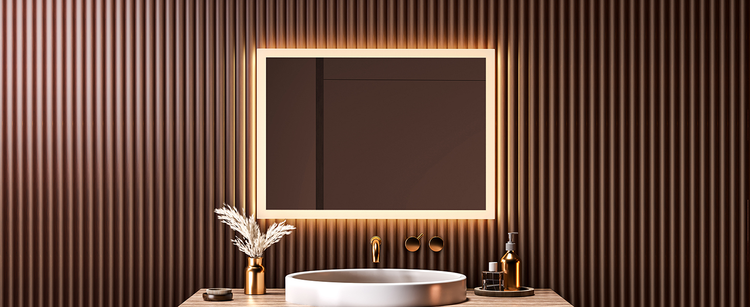 Дзеркало для ванної кімнати EMKE® з підсвічуванням 80x60 см, тепле біле світло 3000K, вимикач, вертикальна/горизонтальна установка, IP44, енергозберігаюче