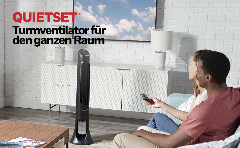 Вентилятор Honeywell QuietSet Tower HYF290 - Турбо вентилятор для дому з 5 швидкостями, осциляцією 80°, таймером та пультом дистанційного керування