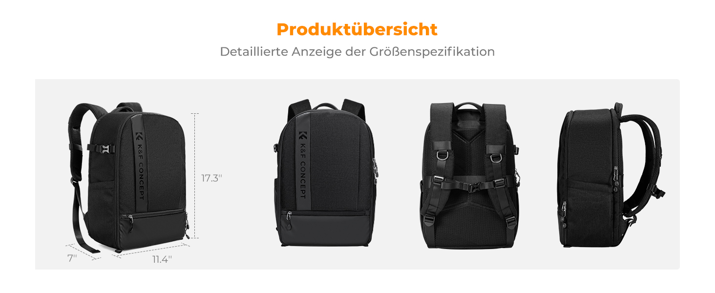 Рюкзак для камери K&F Concept 18L сірий з відділенням для ноутбука 15.6 дюймів та захистом від дощу, для DSLR/штатива/аксесуарів