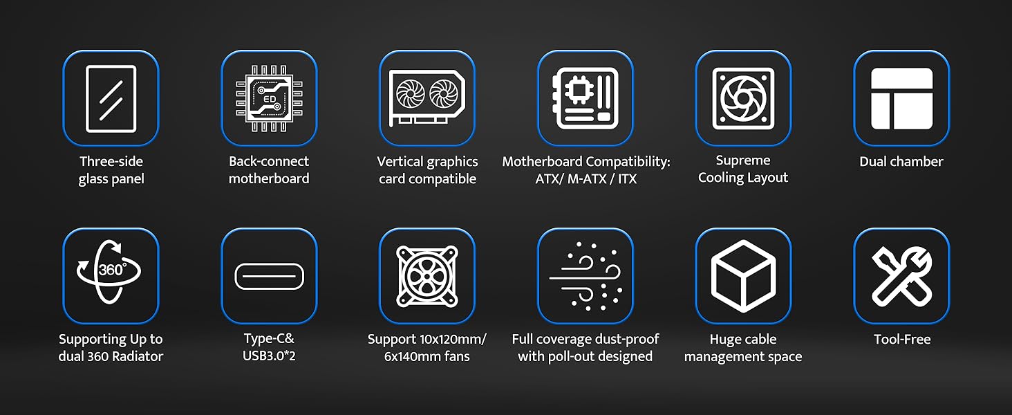 darkFlash DY470: Корпус для ігрового ПК Full-Tower ATX з 4 PWM-ARGB вентиляторами, сумісний з RTX 40, білий