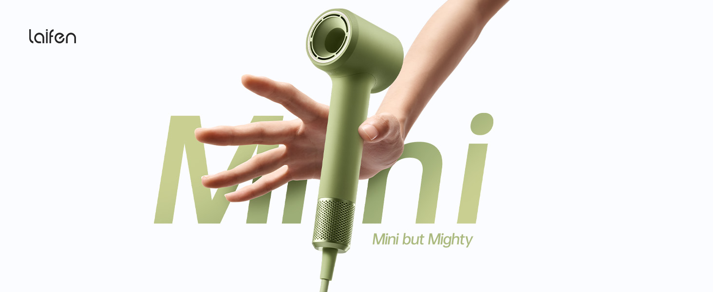Компактний фен для волосся Laifen Mini (Matcha Green) — потужний мотор 110 000 об/хв, 200 млн негативних іонів, режим для дітей, легкий дорожній фен, 299 г