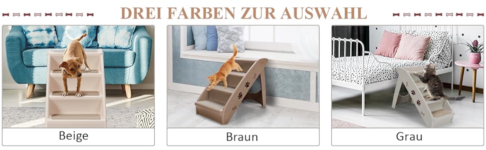 COSTWAY 4-Step Pet Stairs with Carpet, Dog Stairs Plastic Cat Stairs Folding, Portable Dog Ramp Pet Stairs for Dogs and Cats, Pet Ramp for Climbing and Scratching (Gray)