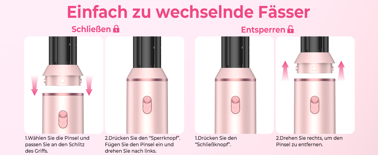 Мультистайлер для волосся 5 в 1 Atopskins Air Styler 1000W: фен-щітка, вирівнювач та плойка для сушіння, завивки та гладкого волосся, колір Creamrosa