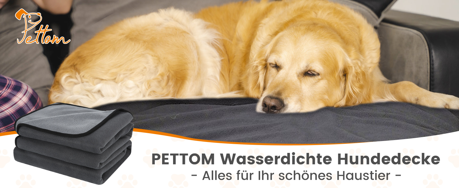 Водонепроникний коврик для собак PETTOM 152x127 см, м'який коврик для великих та маленьких собак, захисний коврик для дивана, ліжка, автокрісла, меблів - прання до 30°C (L, Сірий)