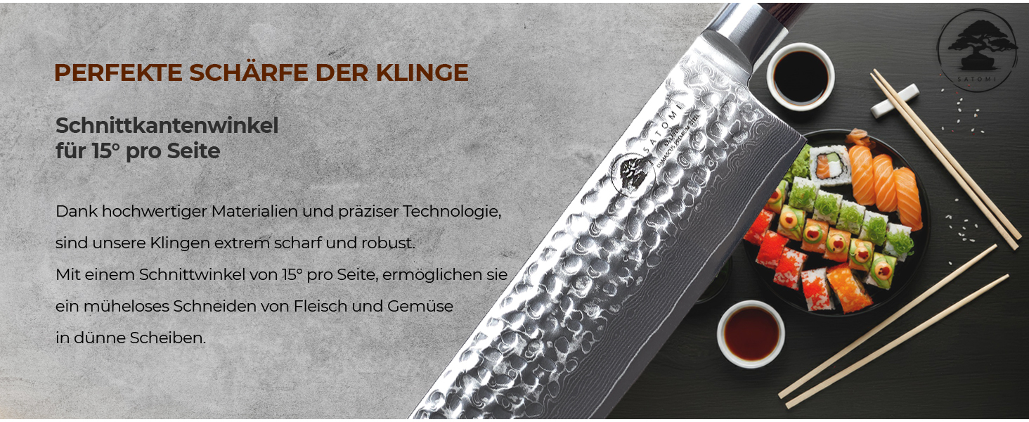 Японський ніж Nakiri Satomi® з 18 см лезом з 67 шарів дамаської сталі, традиційний стиль, професійний кухонний ніж для шеф-кухаря з ручкою з паккавуда