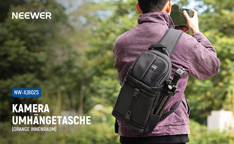 NEEWER Рюкзак для камери Profi з міцними петлями для DSLR, об'єктивів, штатива та аксесуарів. Водостійкий, з міцними швами та м'якими перегородками (Оранжевий інтер'єр) NW-XJB02S