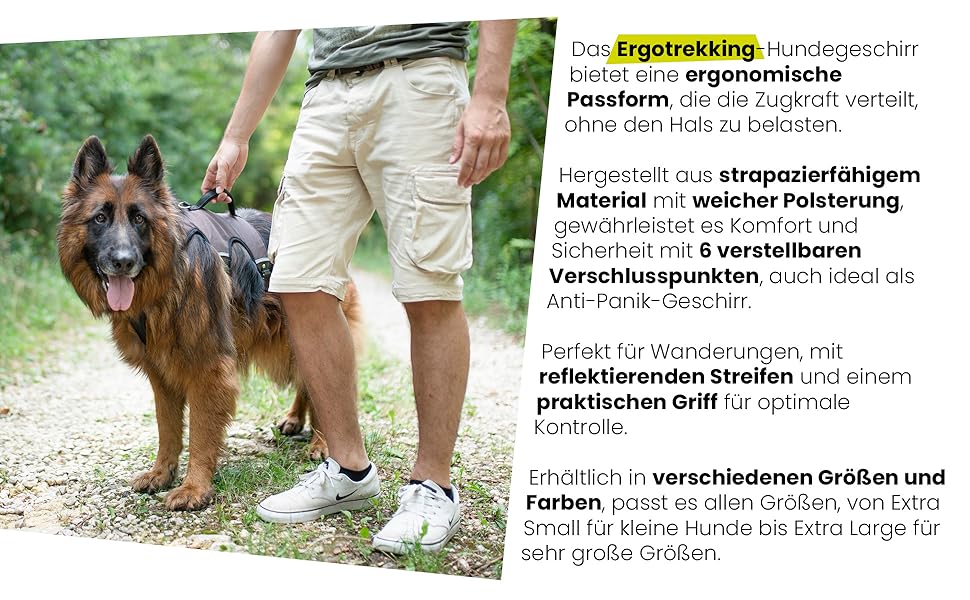 Шлейка для собак Ferplast Ergo Trekking Medium, чорна, з 6 застібками, вишукана посадка, світловідбиваюча, з підкладкою