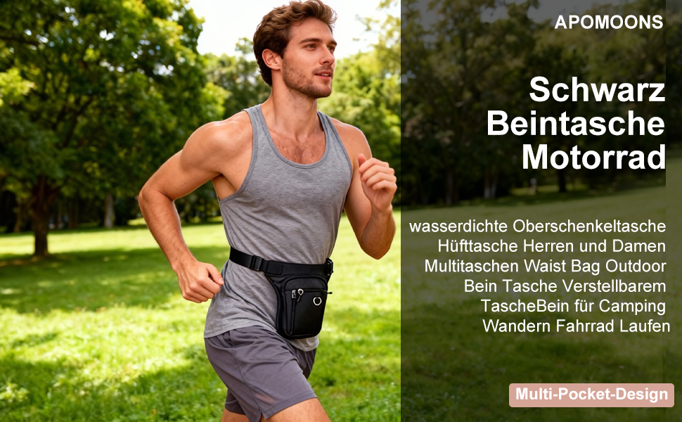 Водонепроникна нагрудна/стегнова сумка на ногу для мотоциклістів, чоловіків та жінок. Багато кишень, для кемпінгу, піших прогулянок, велоспорту та бігу.