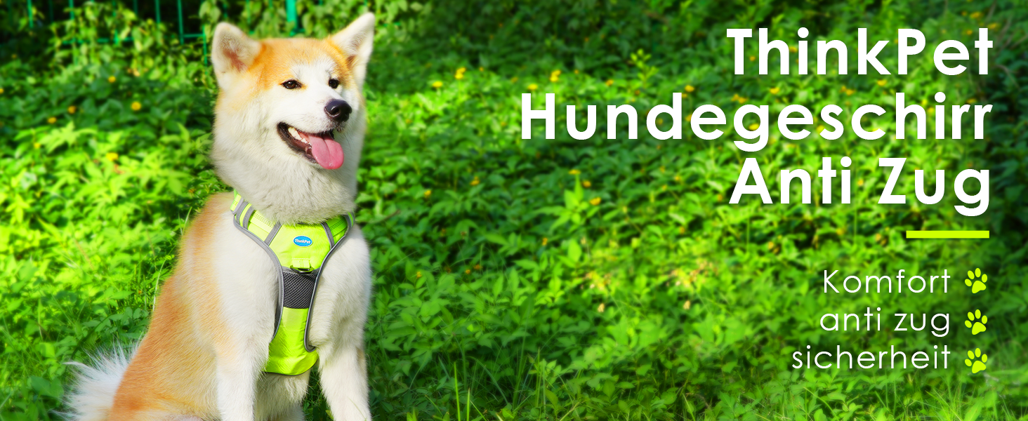 ThinkPet Шлейка для собак від тяги з ручкою - регульована, не тягне, світловідбиваюча, дихаюча, з підкладкою (S, зелений), 1 шт.