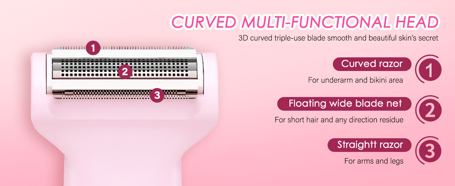 Електричний жіночий тример 3-в-1 MIFXIN для бікіні, тіла, обличчя. Вологостійкий IPX6. У комплекті: тример, епілятор, бритва. (Лідний/Рожевий)