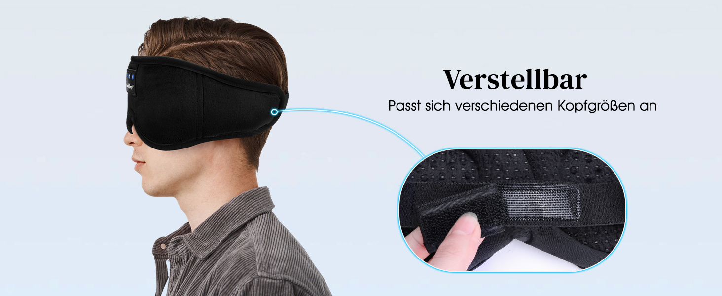 Маска для сну з навушниками Musicozy 3D Bluetooth, повна затемнення, для сну, подорожей, відпочинку та медитації